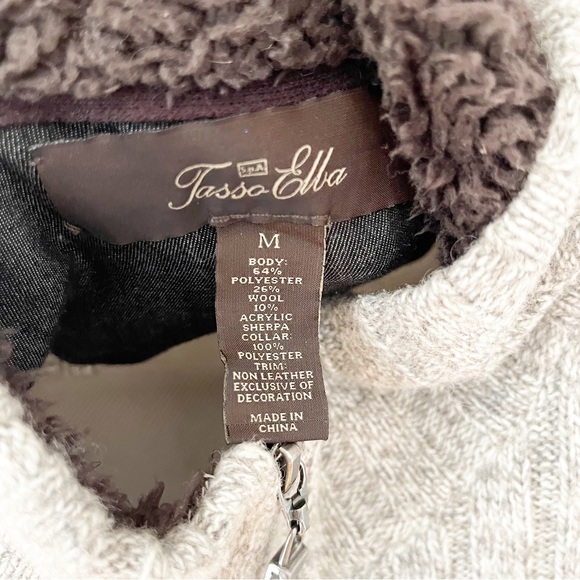 Tasso Elba M Knit Zip Up Wool Cardigan Sweater Size M - Picture 4 of 4